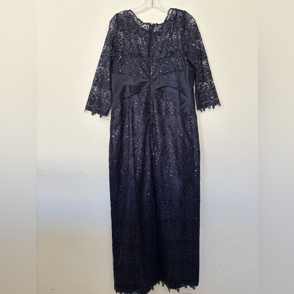 Rickie Freeman for Teri Jon dress formal lace sequins navy blue sz 14 - Picture 3 of 5